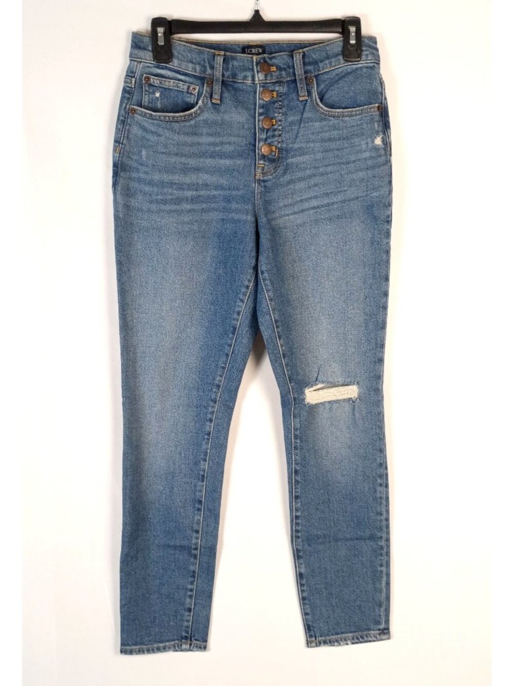 J.Crew 10" High Rise Skinny Jeans Womens 26 Button Fly Stretch Denim Blue